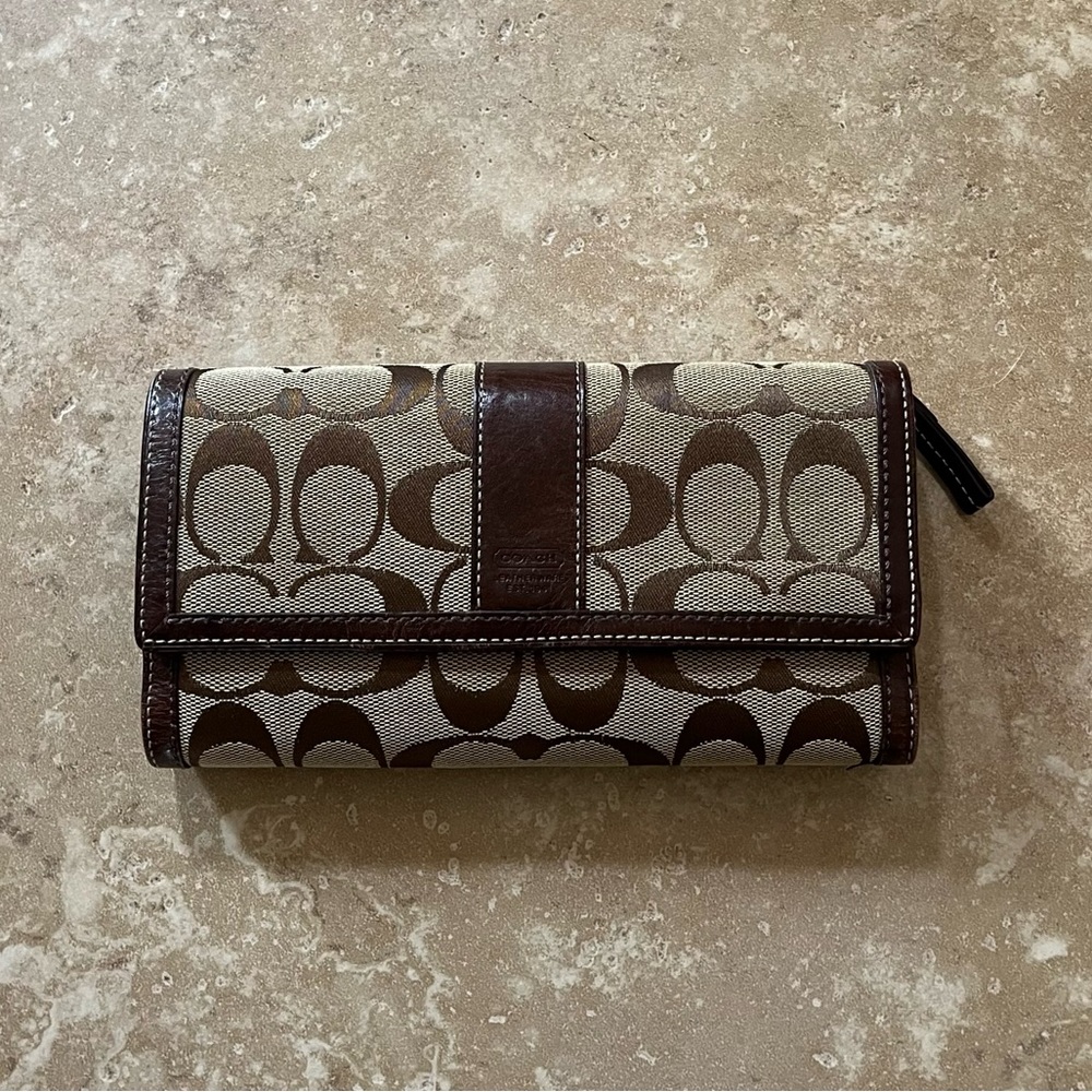 Vintage Coach Long Wallet With Checkbook Cover